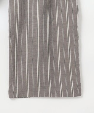 自由区 S 【カタログ掲載・セットアップ対応・洗える】リネンビスコースストライプドロスト パンツ セピア系