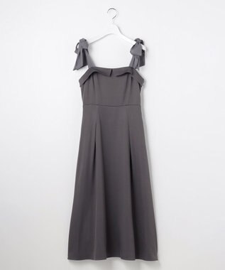 Feroux シアーリボンショルダー ジャンパースカート グレー系