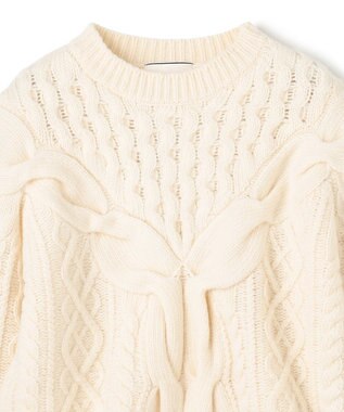 BEIGE， RULE / ウールカシミヤアラン編みクロップドニット Off White