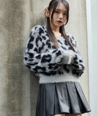 WEGO レオパードシャギーショートニット