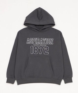 WEGO 裏起毛グラフィックビッグプルパーカー ダークグレー