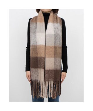 UNBILLION カシュネ cache nez / リサイクルポリブロックチェックストール ブラウン