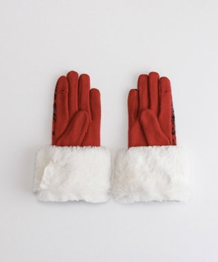 ORuKuBET ラングヘアシャギーチェック3Wayジャージグローブ(WOMEN)【タッチパネル対応】 レッド