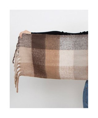 UNBILLION カシュネ cache nez / リサイクルポリブロックチェックストール ブラウン