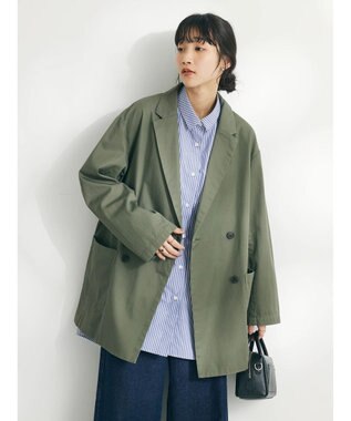 CRAFT STANDARD BOUTIQUE コットンギャバジンＷテーラードジャケット Khaki