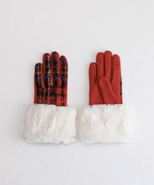 ORuKuBET ラングヘアシャギーチェック3Wayジャージグローブ(WOMEN)【タッチパネル対応】