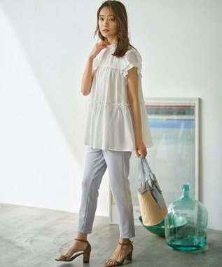 組曲 【WEB限定】ナイロンレーヨン チュニック ブラウス アイボリー系