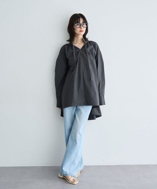 YECCA VECCA タイプライタースキッパーオーバーシャツ Charcoal Gray