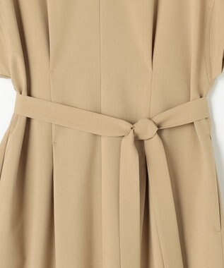 自由区 【ベルト付き】ウーステッドライク ワンピース ベージュ