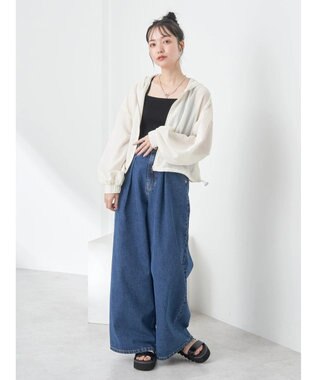 earth music&ecology シアーフードブルゾン Off White