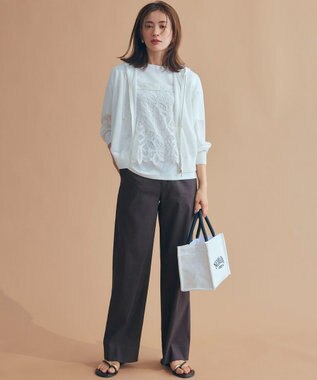 23区 【Oggi5月号掲載/洗える】リネンレーヨンストレッチ ワイド パンツ ダークブラウン系