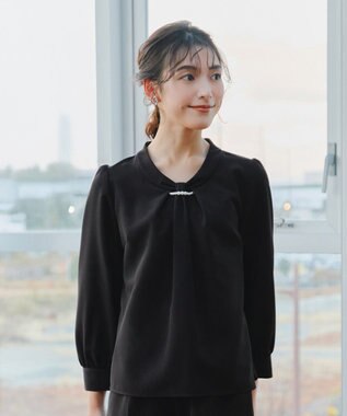 Tiaclasse L 【ダブルクロス】2wayボウタイ風ブラウス ブラック