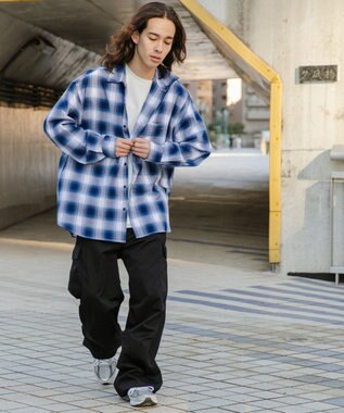 WEGO オンブレチェックシャツ ブルーチェック1