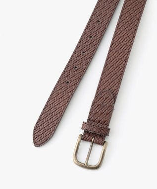 JOSEPH ABBOUD 【日本製】型押しオイルレザー ベルト ダークブラウン系