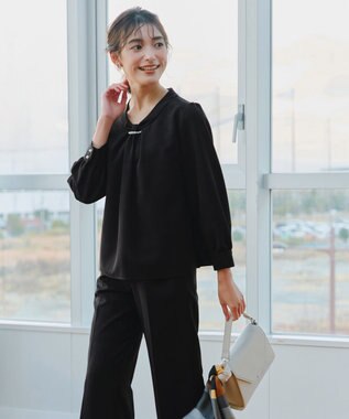 Tiaclasse L 【ダブルクロス】2wayボウタイ風ブラウス ブラック