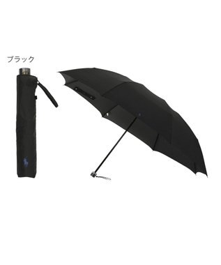 MOONBAT 【大きめ70cm】POLO RALPH LAUREN 折りたたみ傘 メンズ プレーン ワンポイント刺繍 ブラック