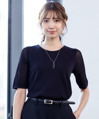 Tiaclasse 【日本製】大人上品なフラットカーブバーネックレス ゴールド