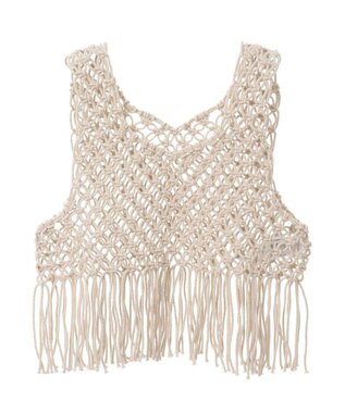 Green Parks マクラメベスト Ecru