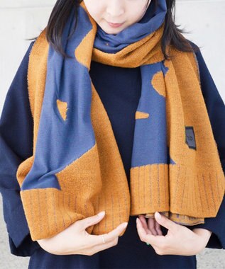 nitorito 【UNISEX】mountain&moon 山と月モチーフ柄 ストール camel