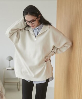 WEGO 【ユニセックス着用ITEM】ミラノリブハーフジッププルオーバー ホワイト