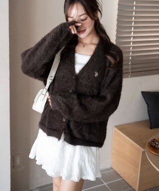 WEGO 【25年秋冬新作/WEB限定】別注USPOLOシャギーニットカーデ ブラウン