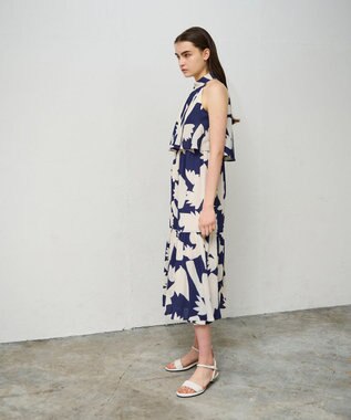 GRACE CONTINENTAL キカプリントホルタードレス ネイビー