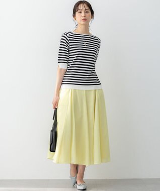 組曲 L 5分袖ニットＴシャツ ボーダー系1