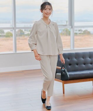 Tiaclasse 【ダブルクロス】2wayボウタイ風ブラウス グレージュ