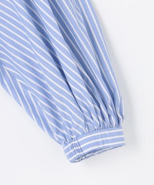 自由区 【SHIHOさん着用】ボリュームスリーブ ブラウス サックスストライプ