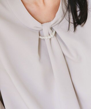 Tiaclasse 【ダブルクロス】2wayボウタイ風ブラウス グレージュ