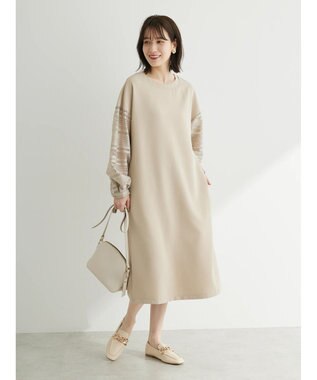 Green Parks 洗える袖レースワンピース Gray Beige