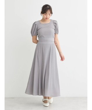 earth music&ecology ＳＥＴ２点バックリボンブラウス＋フレアスカート Gray