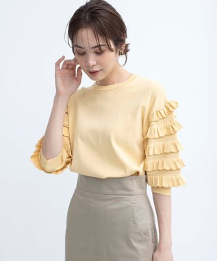 組曲 S 【WEB限定カラーあり】MINA 袖フリルニットプルオーバー イエロー系9