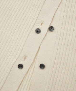 Green Parks 配色レイヤードポロリブニットカーディガン Ivory