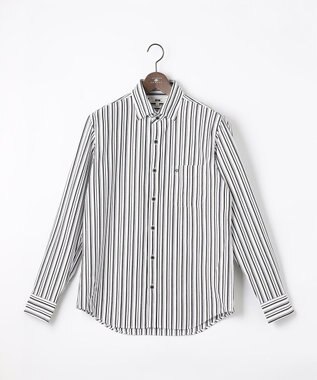 JOSEPH ABBOUD 【ストレッチで快適な着心地・イージーケア】ランダムストライプ ジャージー シャツ オリーブ系1