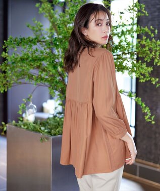 Tiaclasse L 【洗える】レーヨンツイルギャザーブラウス ピンク