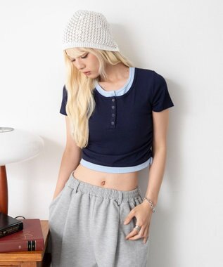 WEGO ヘンリーネックレイヤードT