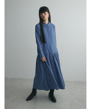 Green Parks armonia．配色シャツワンピース Blue