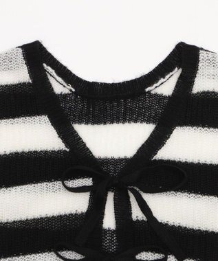 WEGO 【25年秋冬新作】モヘアタッチ2WAYリボンカーデ ホワイトボーダー