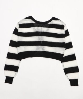 WEGO 【25年秋冬新作】モヘアタッチ2WAYリボンカーデ ホワイトボーダー