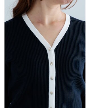 Te chichi リブVネックカーディガン ネイビー