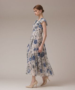 GRACE CONTINENTAL フラワープリントフリルワンピース ベージュ