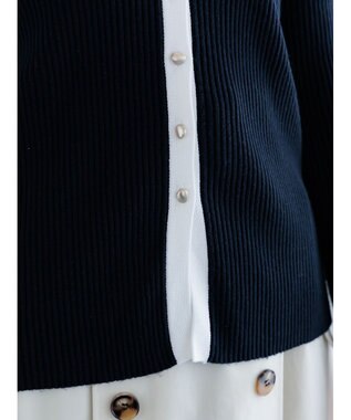 Te chichi リブVネックカーディガン ネイビー