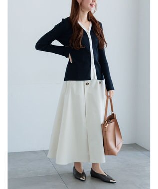 Te chichi リブVネックカーディガン ネイビー