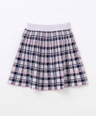 ANY KIDS しあわせタッチ ニット スカート ネイビーチェック