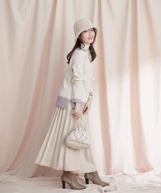 Tiaclasse 【洗える】 配色スリットニットトップス オフホワイト