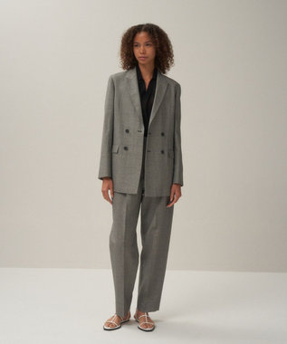 ATON WOOL LINEN SHARKSKIN | ダブルジャケット GRAY