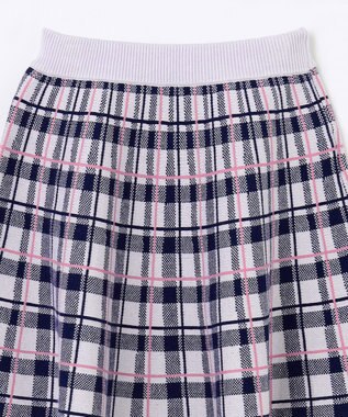 ANY KIDS しあわせタッチ ニット スカート ネイビーチェック