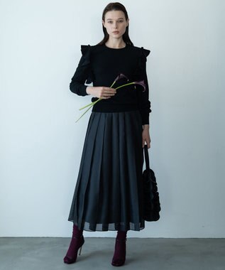 自由区 【Exclusive】シャイニープリーツ スカート ブラック