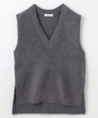 ANY L 【洗濯機可】フェザーニットベスト チャコール